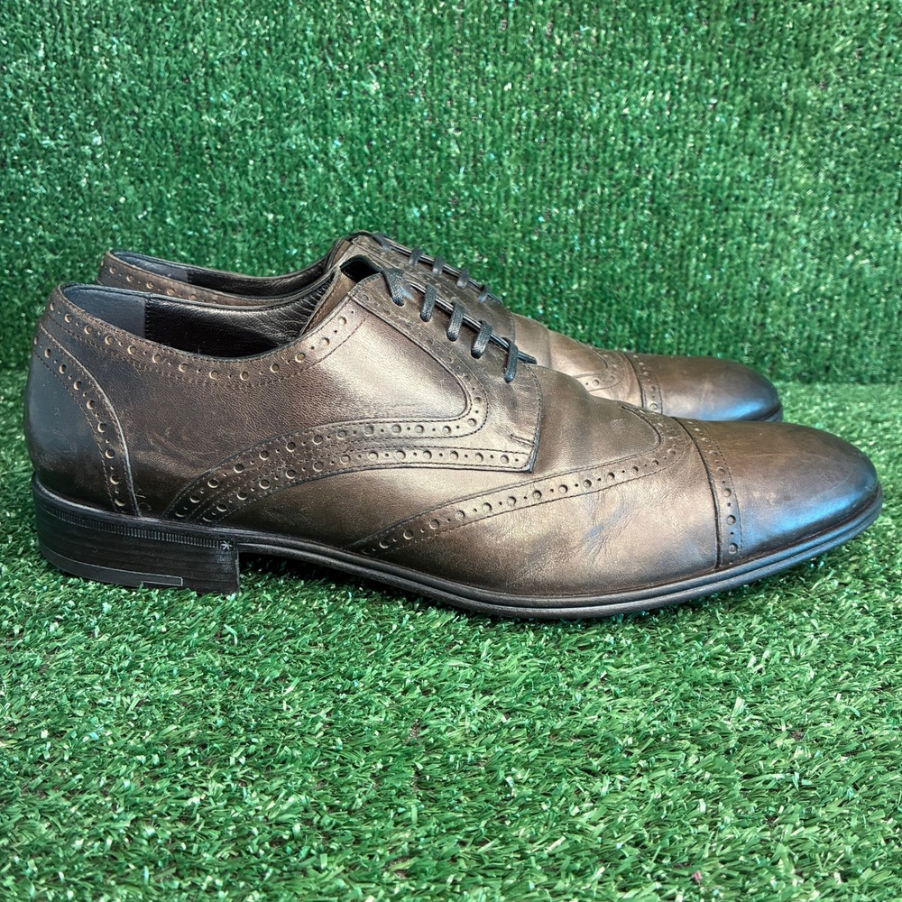 Dolce & Gabbana CA 5260 Wingtip Brogue Leather Oxford Dress Shoe Brown Mens Sz 8